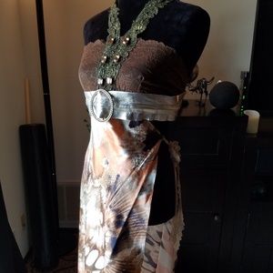 Lucia Bella RARE luxe lace silk wrap boho tunic top